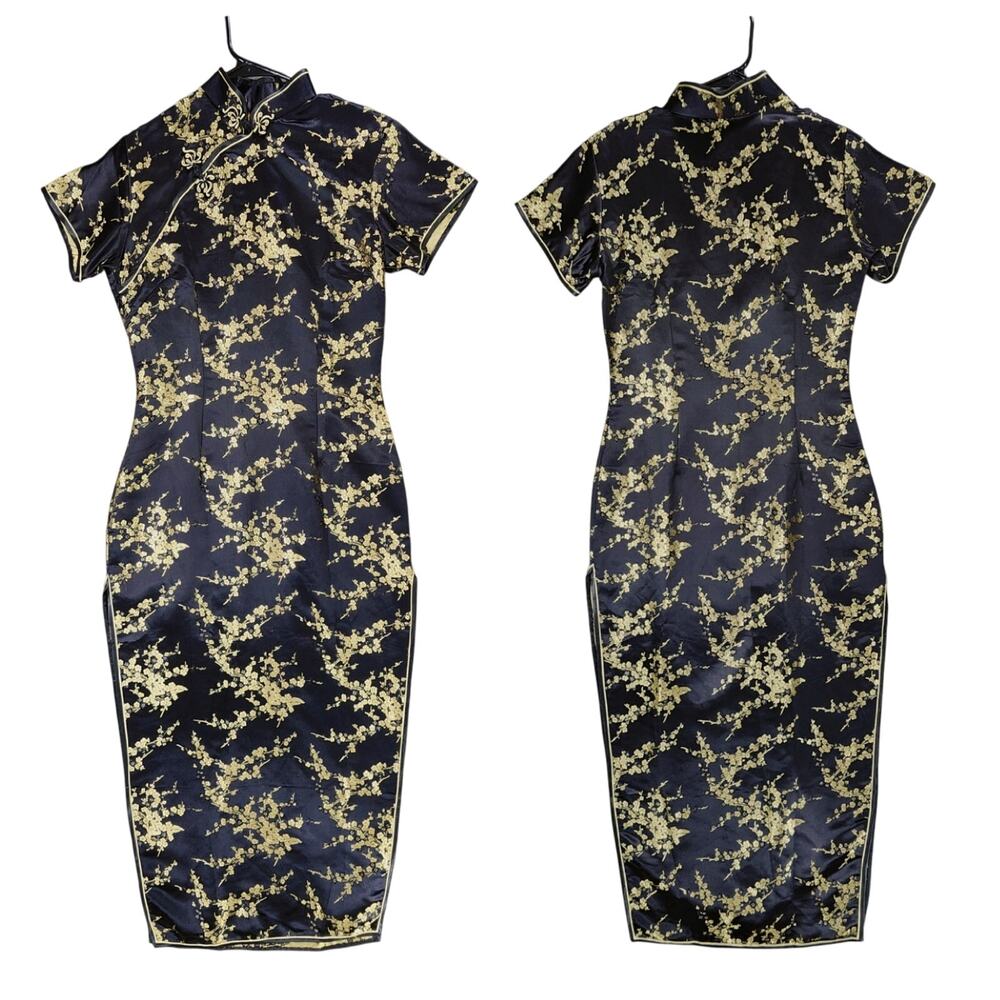 Chic Black and Gold Floral Maxi Dress